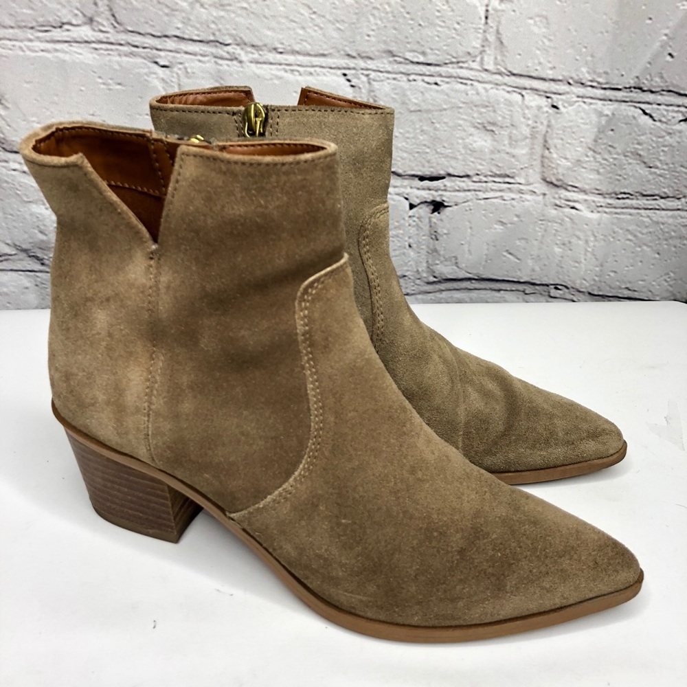 Franco Sarto Tan Suede Ankle Boots